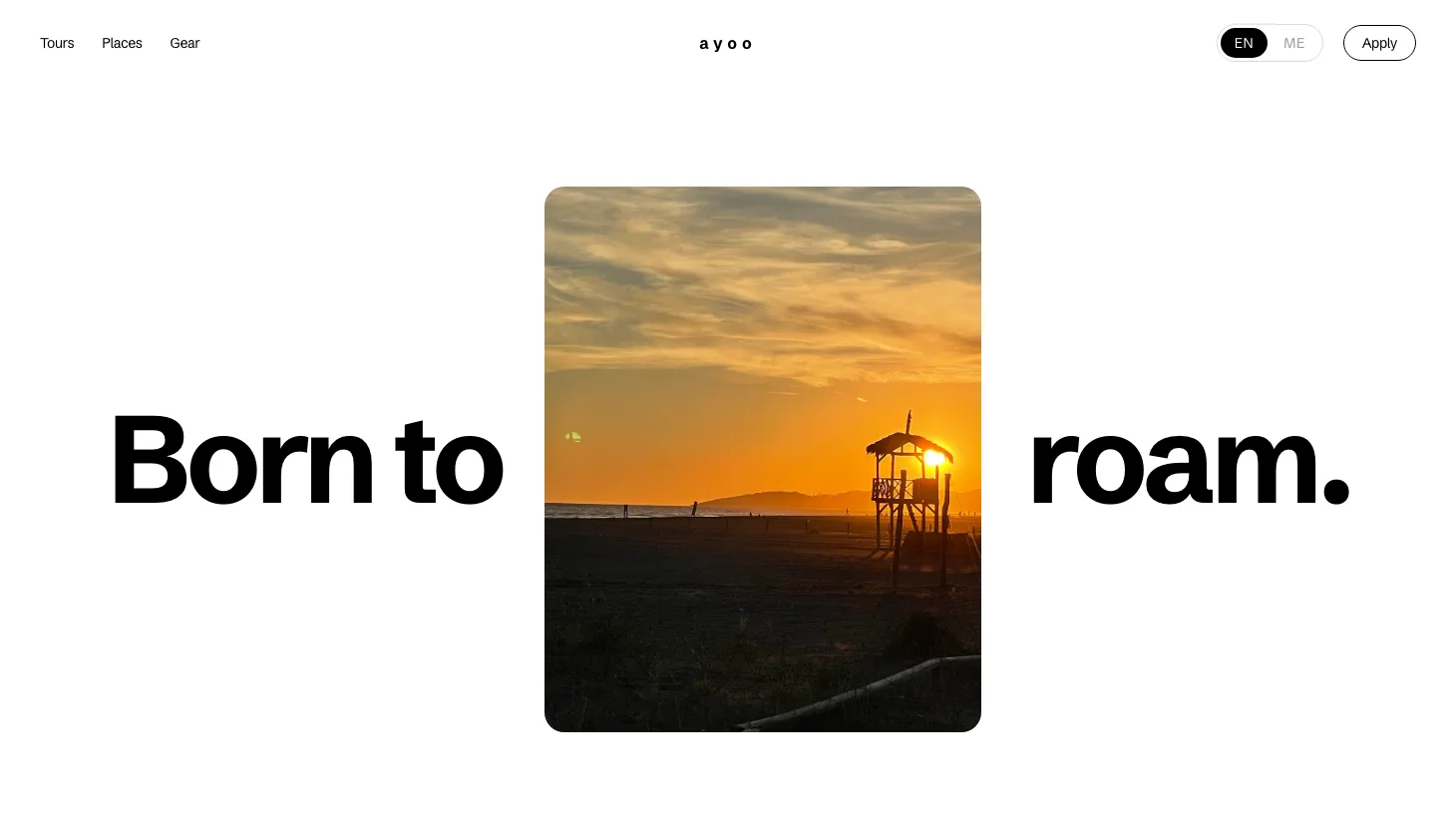Ayoo – camping tours in Montenegro landing page