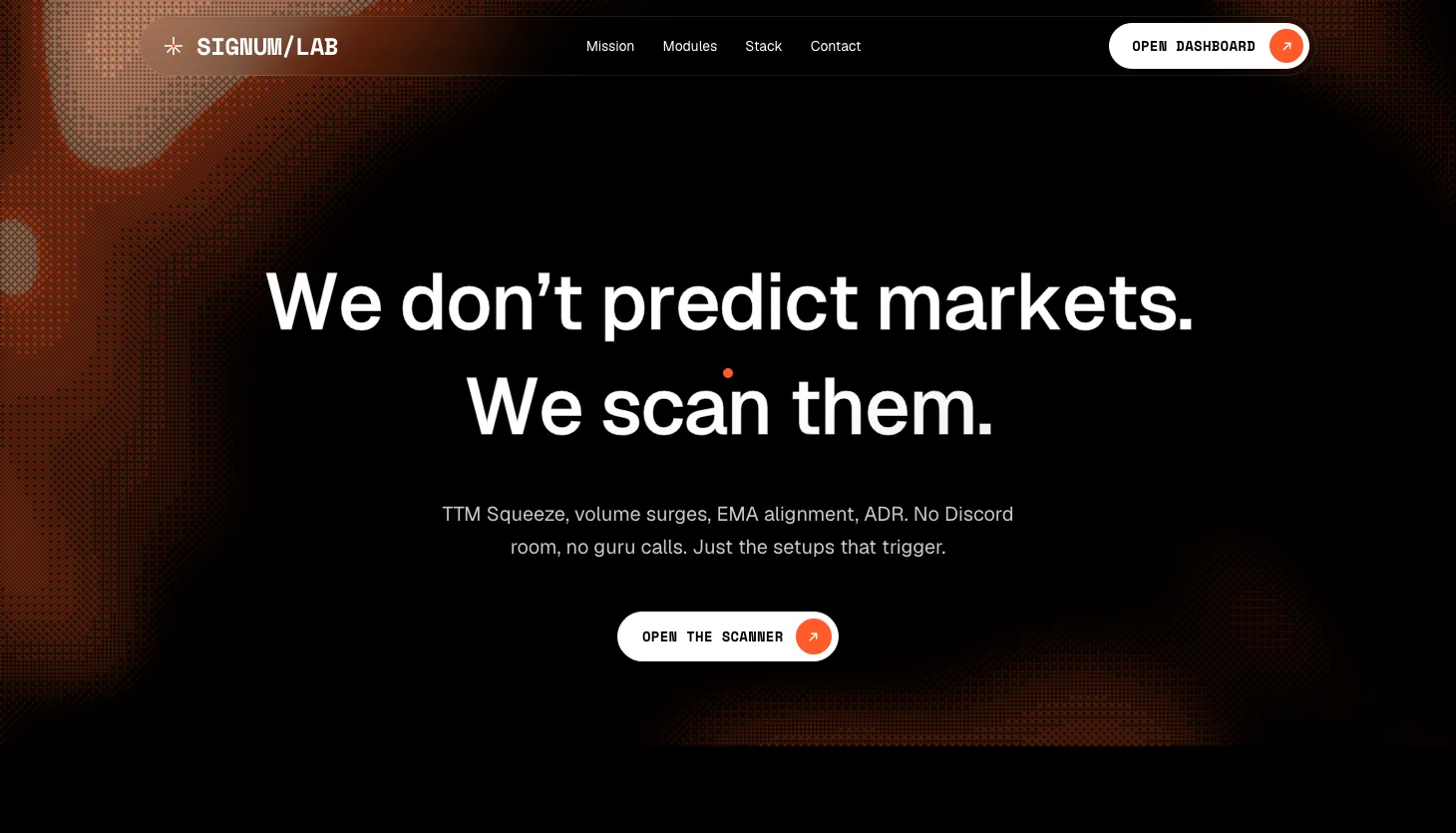 Signum Lab – stock momentum scanner landing page